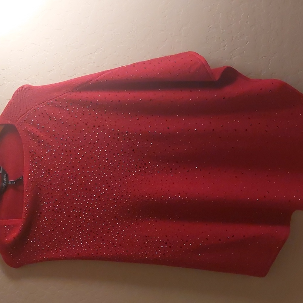 Ming Wang Studded Poncho Red OS - Picture 1 of 11